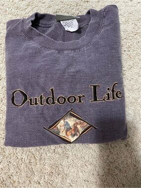 Vintage 90s outdoor life embroidered ribbed tee made in the USA XL